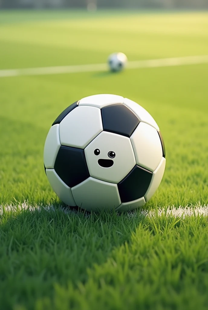 A soccer ball emoji with a newspaper emoji in the middle of a soccer field 
