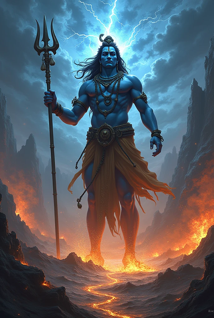 The lord shiva open third eye then the wave of destruction come on the earth