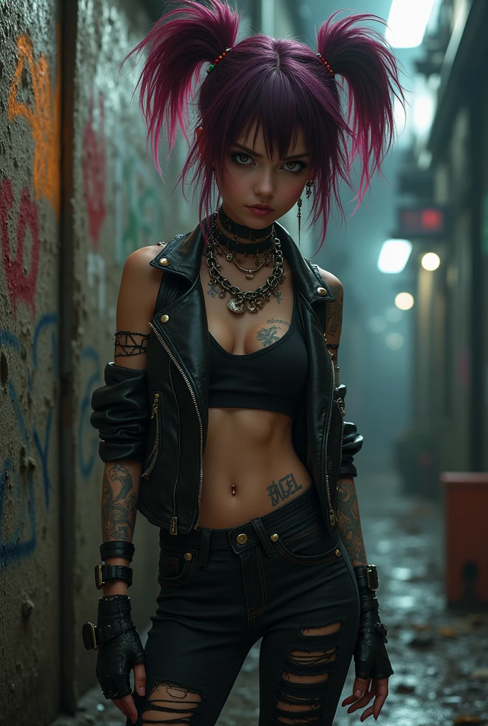 Punk girl who is going through with a black ass