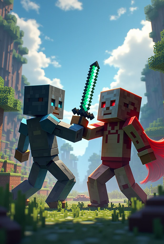Stwórz Minecraft z dowma postaciami walczącymi ze sobą 