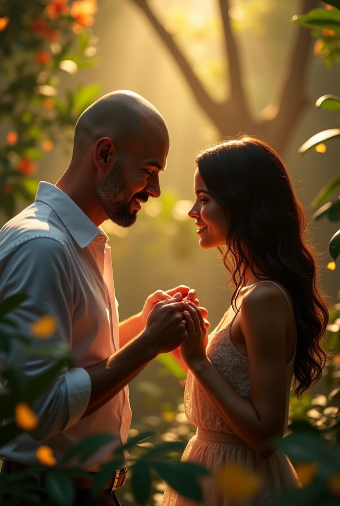 Bald Brazilian man proposes to his shorter fiancée 