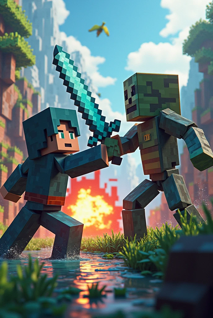Stwórz Minecraft z dowma postaciami walczącymi ze sobą