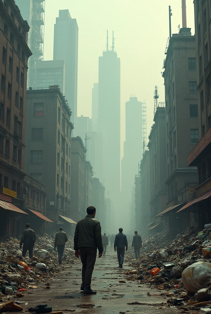 polluted city full of garbage
