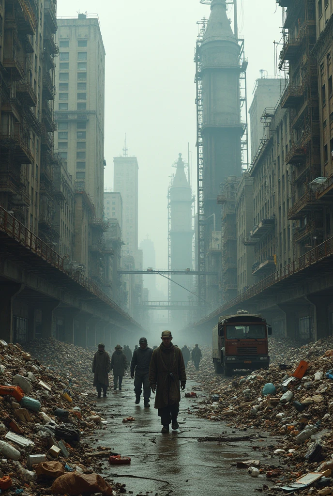 polluted city full of garbage
