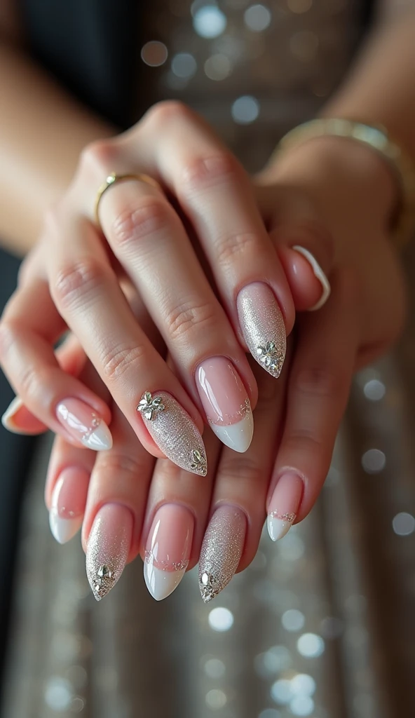Make me nails that are inspired by diamons and luxury