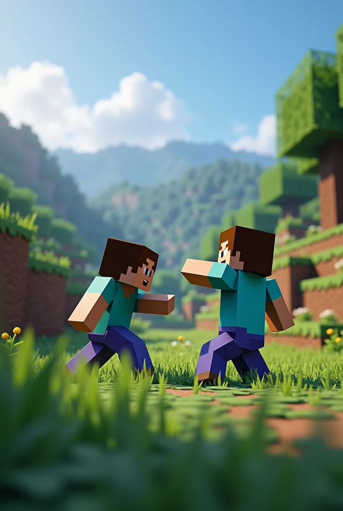 Minecraft And in the background two people fighting