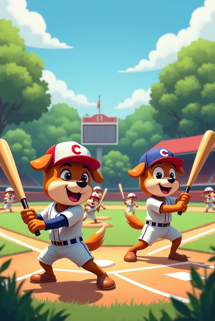 Dogs with baseball bat
