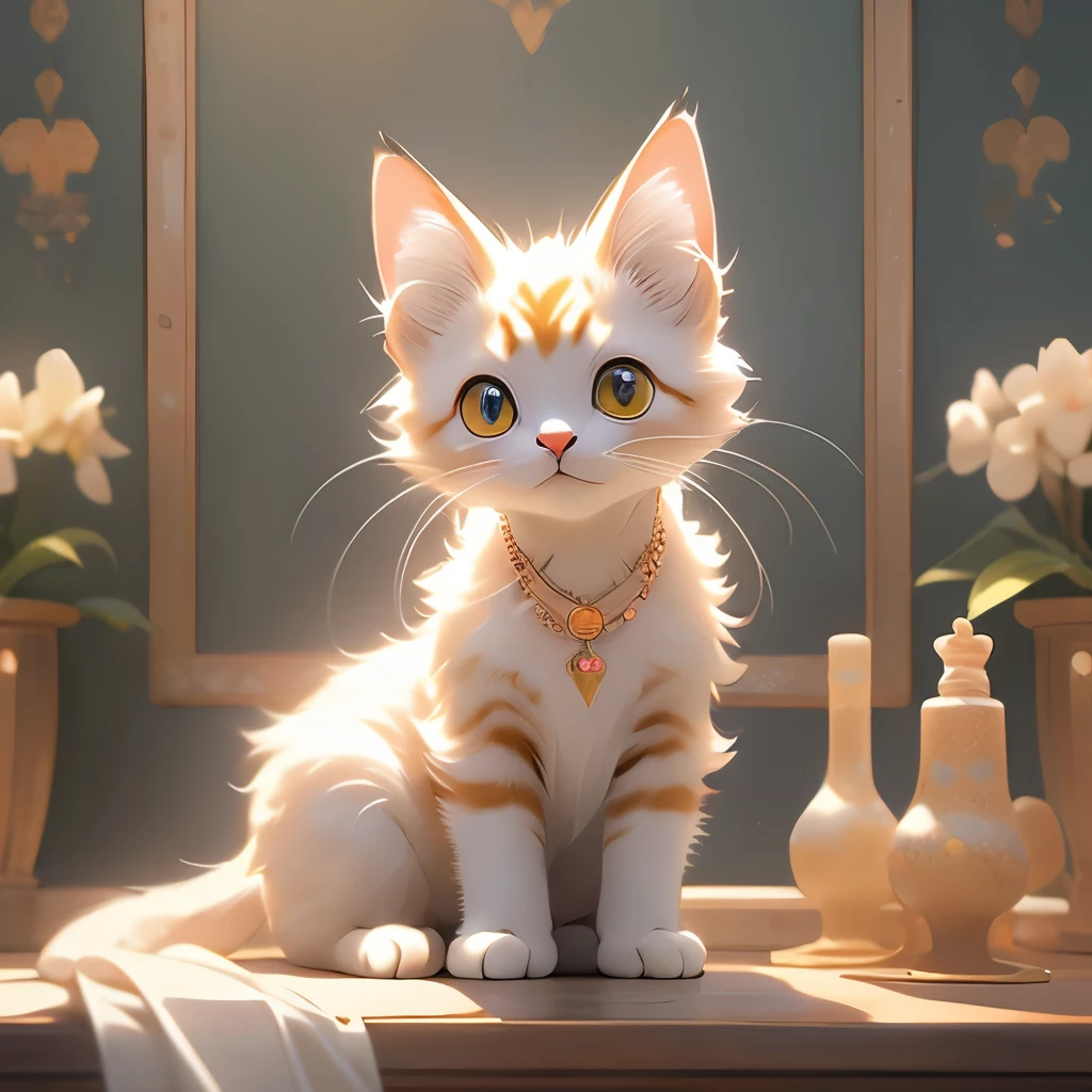 there is a cat sitting on a white surface looking at the camera, a pastel by Elizabeth Charleston, flickr, mingei, cat giraffe hybrid, the cat looks like giraffe, very handsome, spotted ultra realistic, cat dog hybrid, has a very realistic look to it, sora as a cat, tabaxi male, high-resolution photo, a handsome