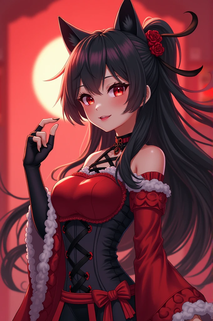 Yumeko Jabami, long hair, pantyhose, playboy bunny, bare shoulders, smile, cowboy shot, highly detailed, HD, 4K, Masterpiece, highres