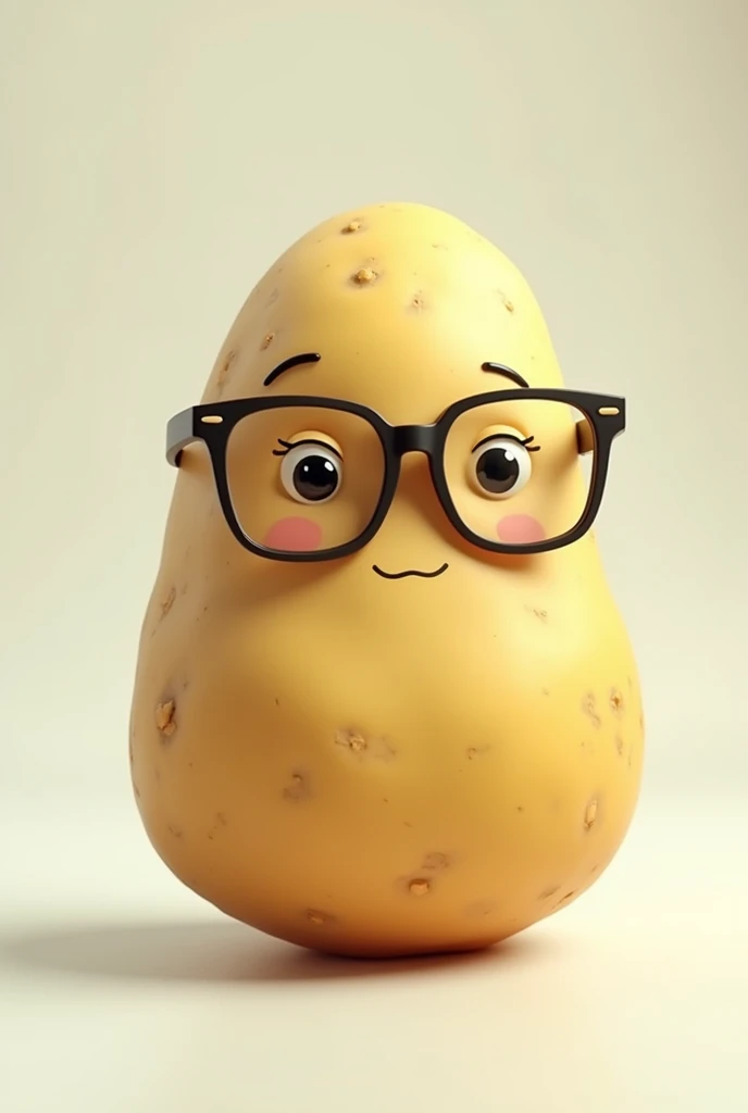 Cute and smart potato who is wearing glasses and hardworking.