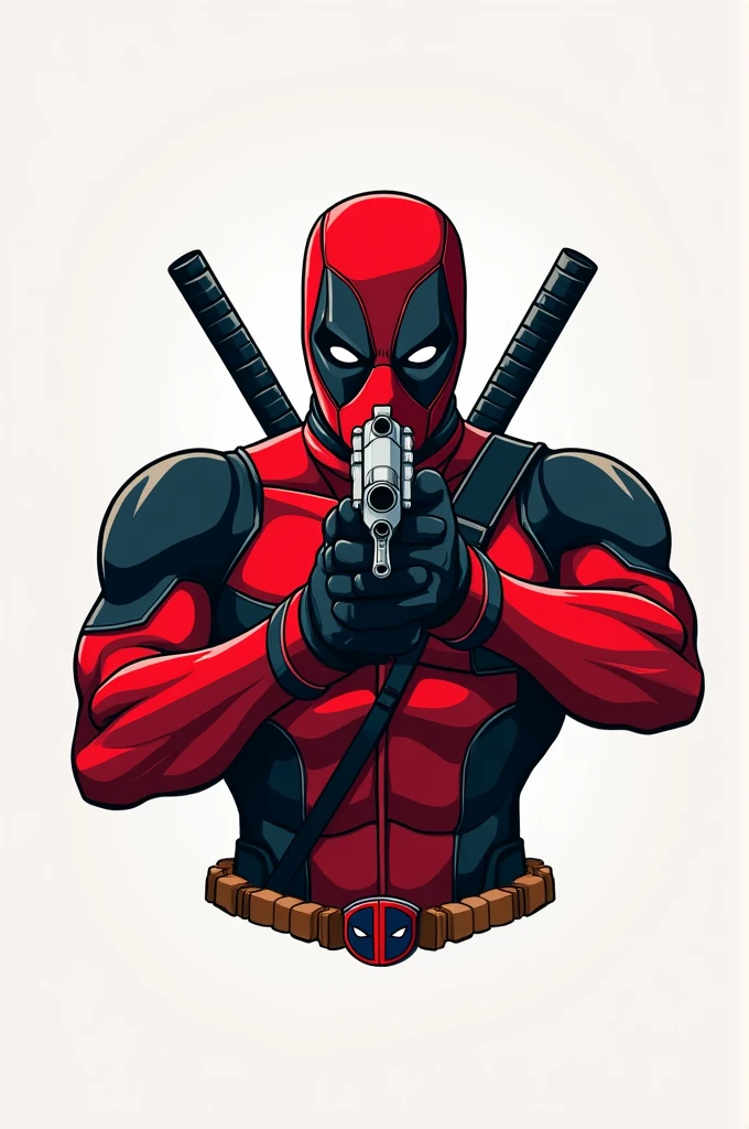 Make a logo of Deadpool pointing a gun at a basketball