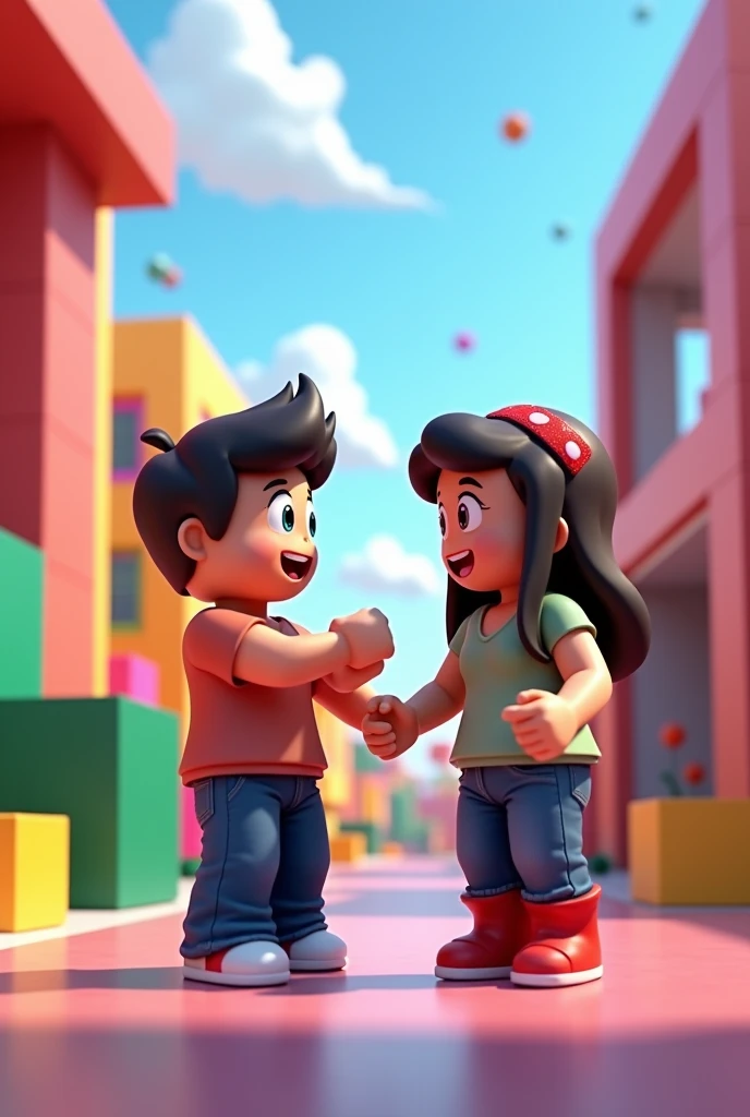 Roblox a w tle dwie osoby