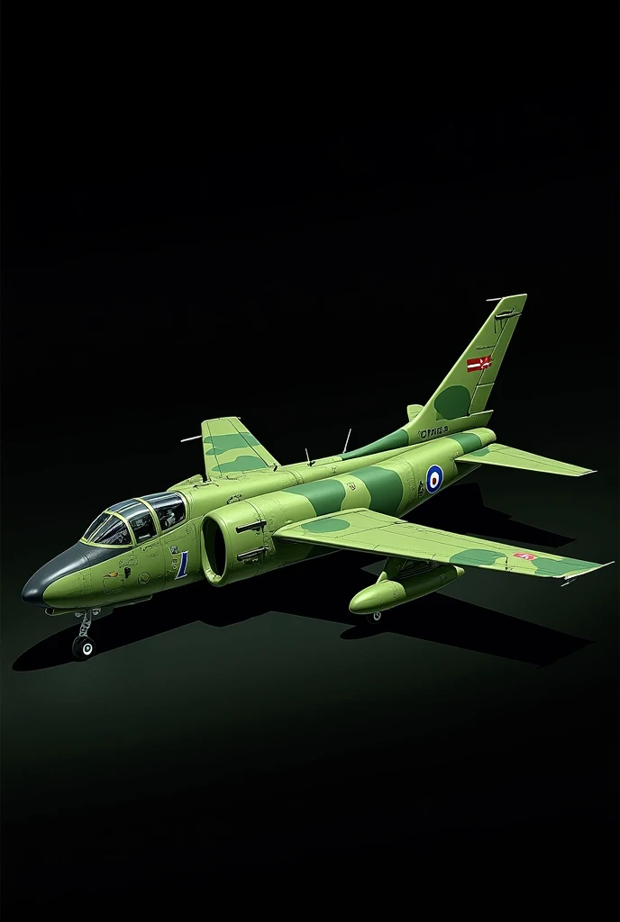 make an illustration of an American subsonic Cessna A-37 Dragonfly aircraft, green color, with a black background and is on the ground