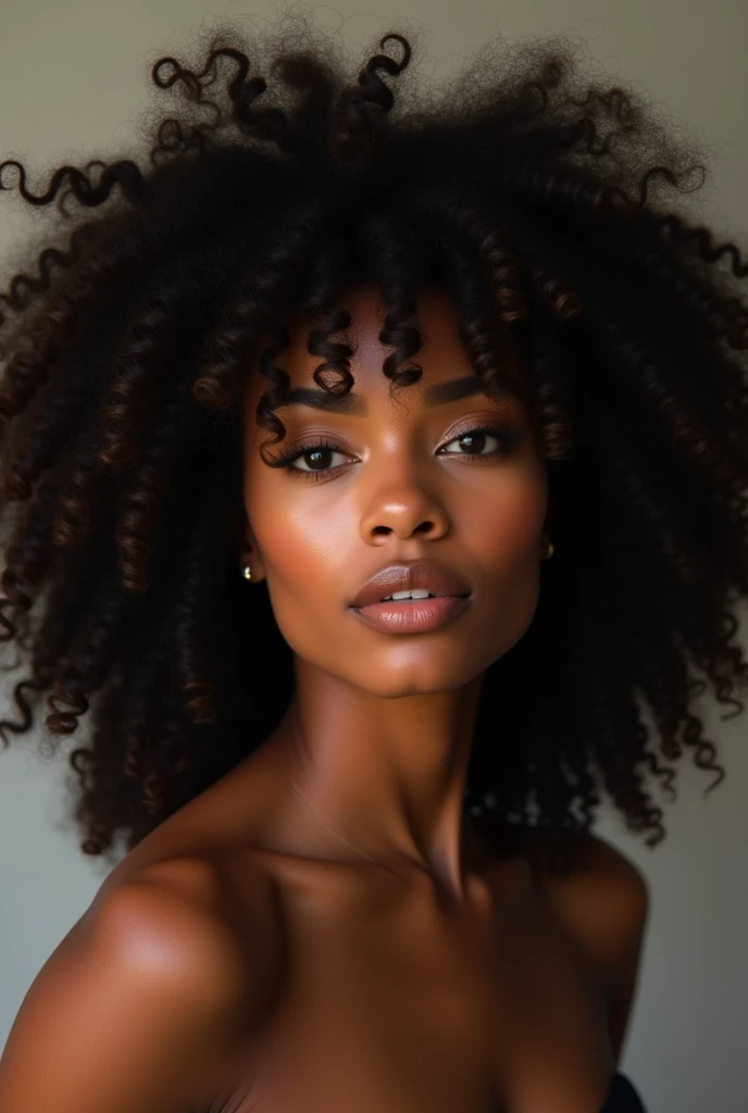 Black woman with midlength curly hair