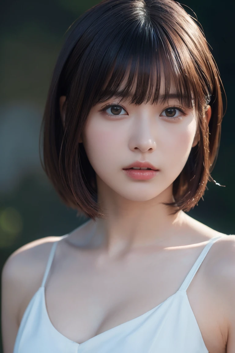 (Highest quality:1.4),(masterpiece:1.4),(Realistic:1.4),(Realistic:1.2),(超High resolution, RAW Photos:1.4),(High resolution, Very detailed:1.2),(8k:1.2),photograph,a photo of a dark-haired,Her hairstyle is a short bob with bangs..,one person&#39;s,alone,(In underwear),((Upper Body:1.3))