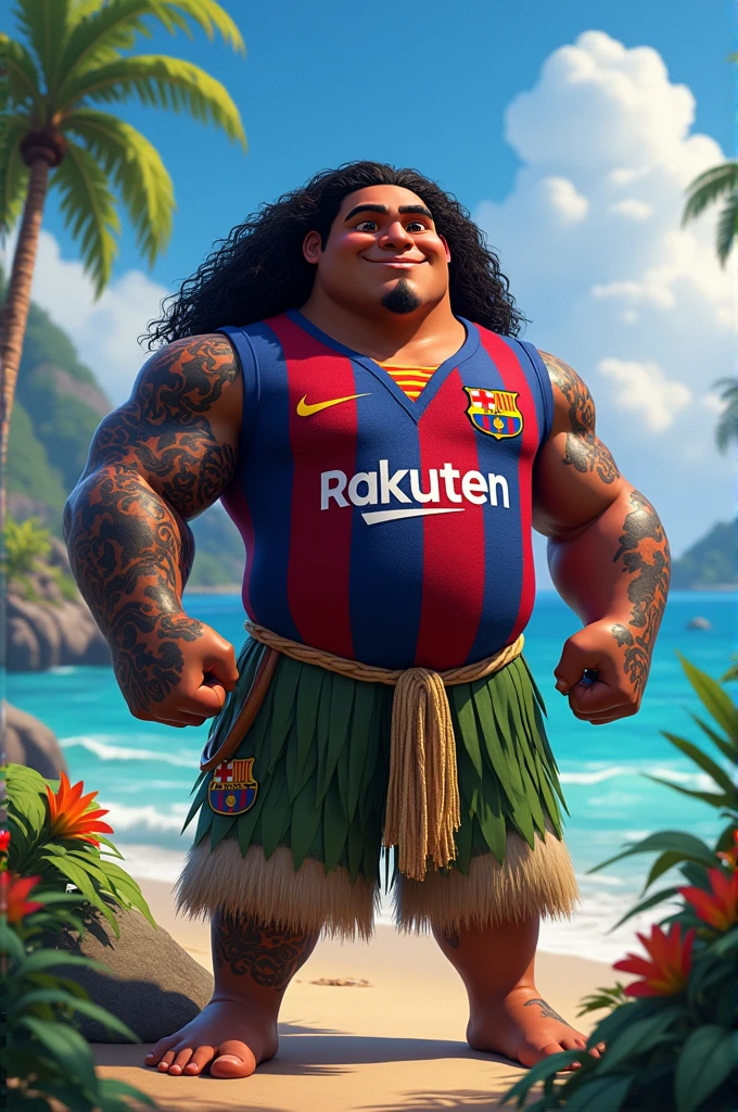 Moana's Maui wearing a Barcelona Jersey 