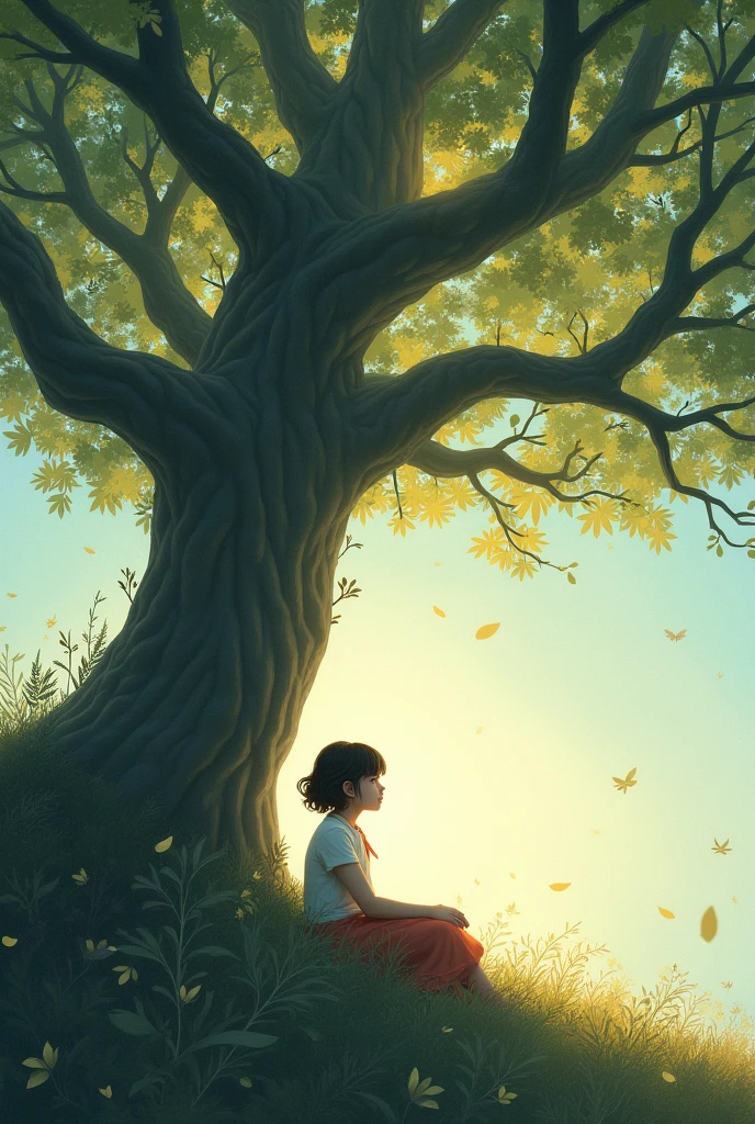 You could create an image of a tree that represents the children&#39;s dreams and goals and under the tree a girl lying down thinking
