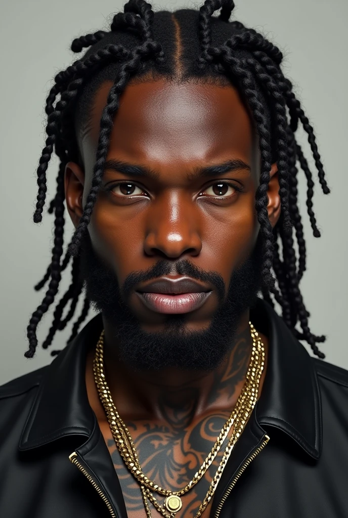 Black man with neck tattoos and braids