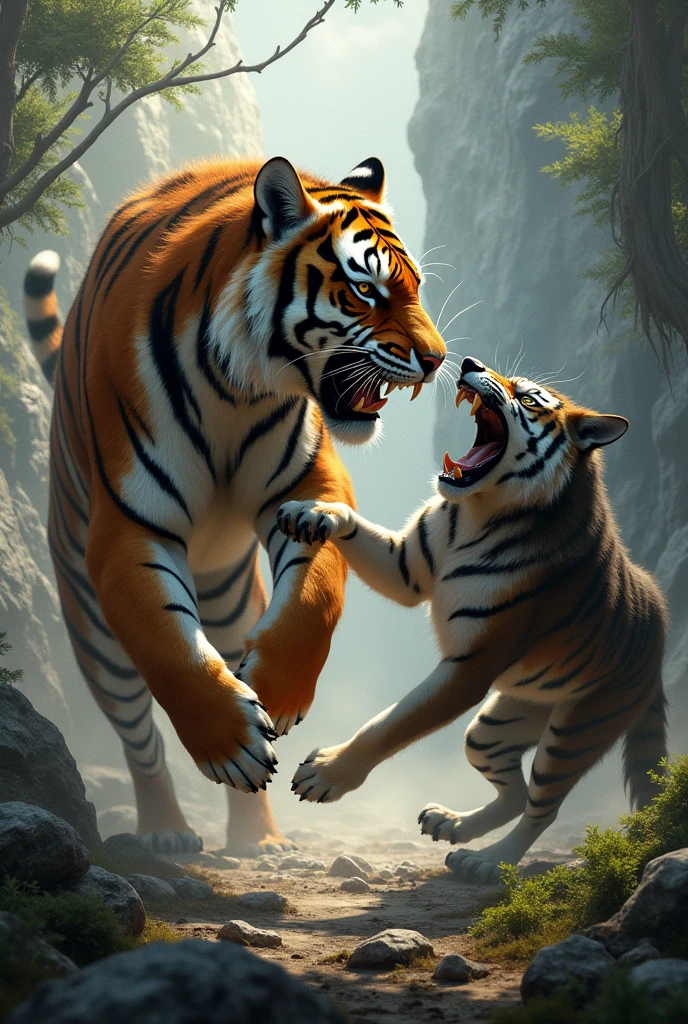 The tiger killed the wolf.