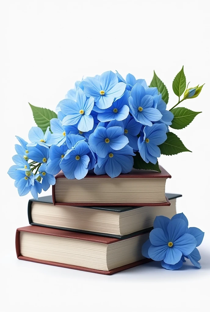 3 books with stacked blue flowers png