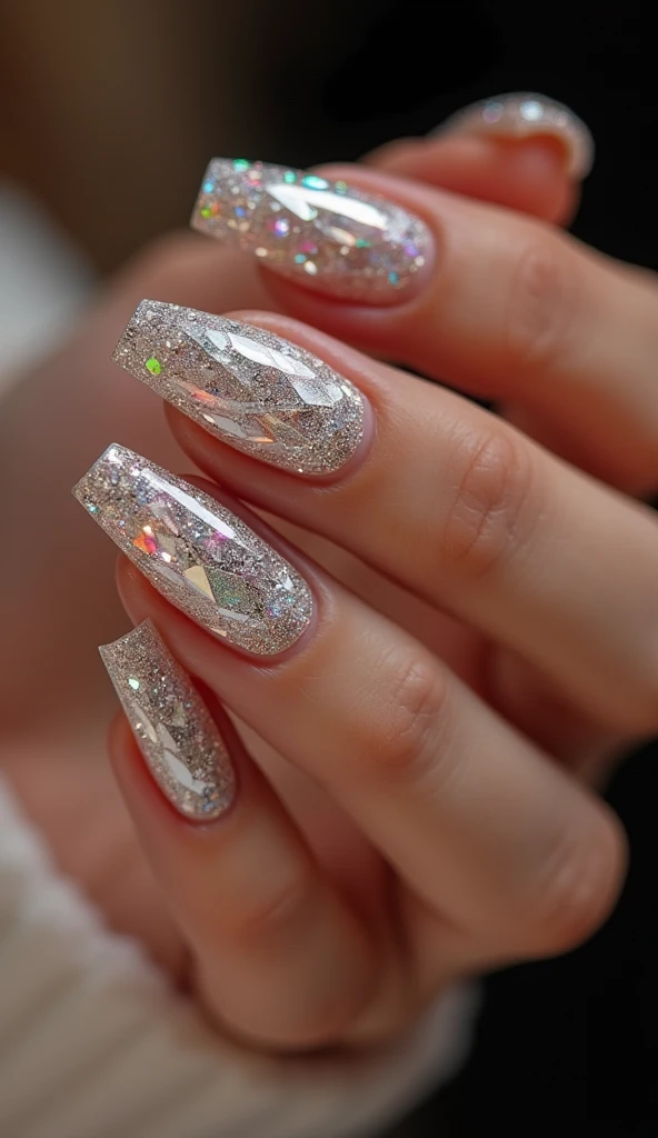 Make me nails inspired by diamonds and luxury