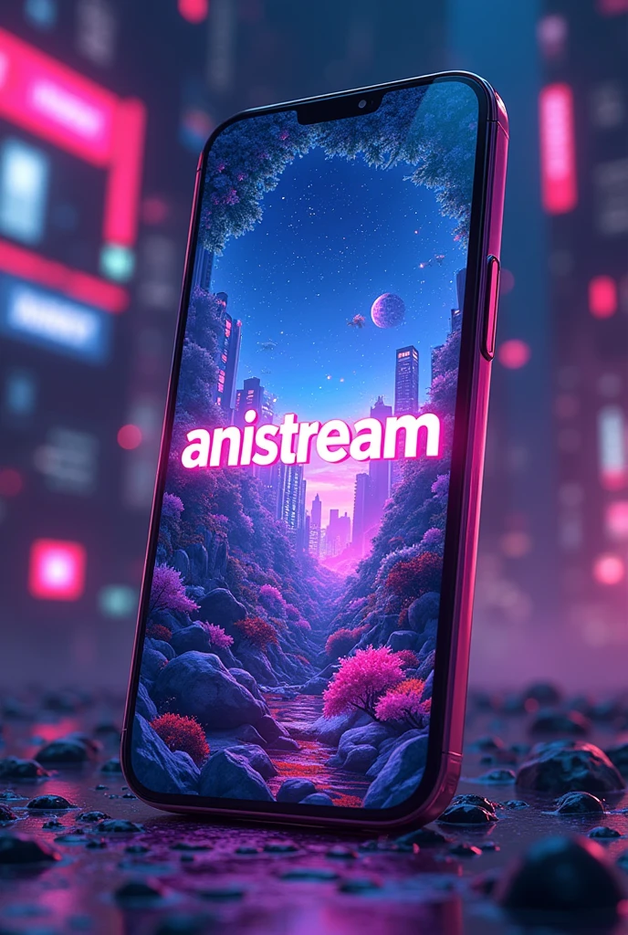 Background anime phone and in the middle o dm the photo there is word “AniStream”