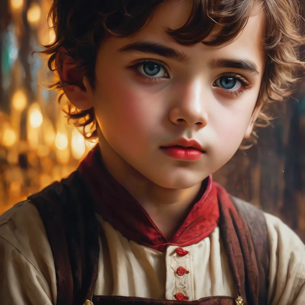 a boy painter, beautiful detailed eyes, beautiful detailed lips, extremely detailed face and portrait, long eyelashes, painting, oil painting, intricate details, photorealistic, cinematic lighting, dramatic lighting, volumetric lighting, chiaroscuro, vibrant colors, deep rich colors, masterpiece, best quality, 8k, hyperdetailed, photo-realistic, digital painting, concept art, cinematic, dramatic, moody atmosphere