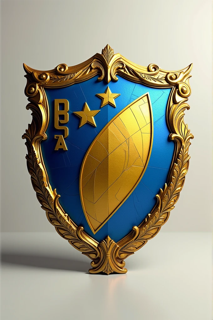 CD IBERIA shield IN 3D USING the style of the Boca Junior shield, gold yellow and bright blue colors