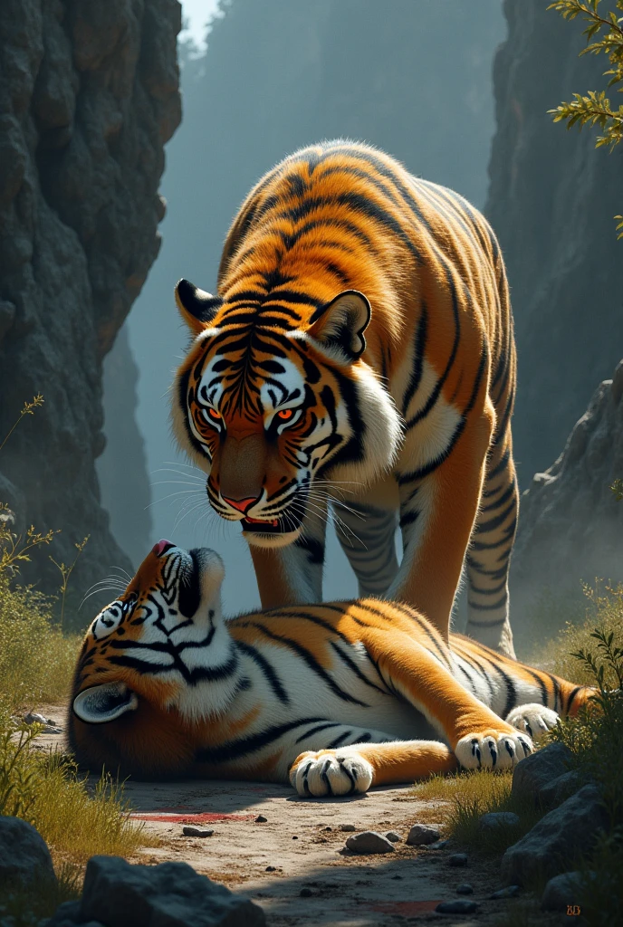 When is the wolf dead at the feet of the tiger.
