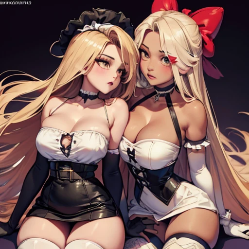 on fours, back view, sex(masterpiece, best quality:1.4), absurdres, highres, ultra detailed, beautiful, (maid), (perfect face, detailed face, beautiful:1.3),(natural breasts, cleavage), collarbone, fingerless gloves, gloves,spaghetti strap top, black pencil skirt, tight, over the knee skirt, hat, elegant maid outfit, thighhighs, thick thighs, thighs, multiple belts, More detailed 8K.motor irreal:1.4,UHD,La mejor calidad:1.4, fotorrealista:1.4, textura de la piel:1.4, obra maestra:1.8,obra-prima, mejor calidad,objeto Objeto], (detailed face features:1.3),(manos detailed)