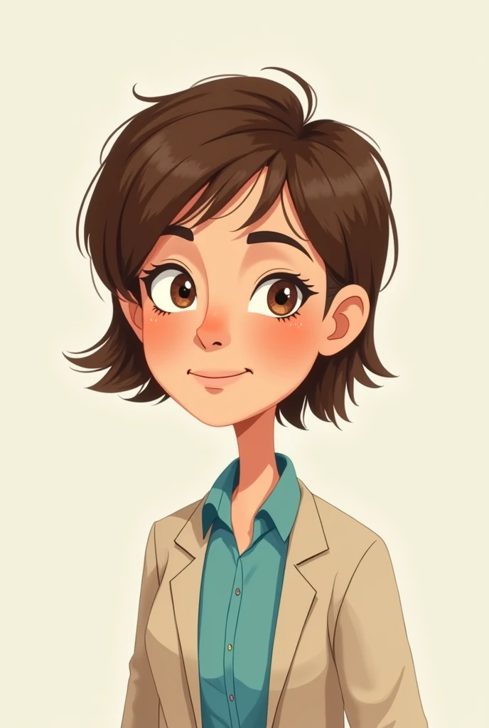 ANIMATED DRAWING OF A TEENAGE PSYCHOLOGIST WITH SHORT BROWN HAIR, White skin 