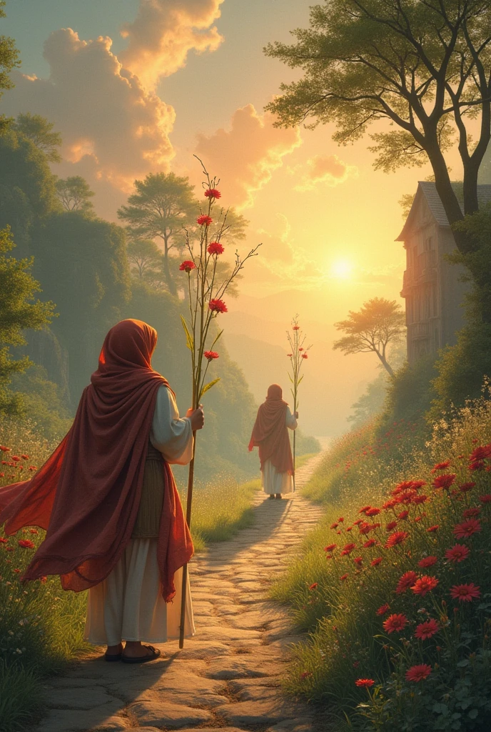 Carry, carry, O flowers,
my love to my loved ones,
peace to my country and its fecund loam,
faith to its men and virtue to its women,
health to the gracious beings
that dwell within the sacred paternal home.