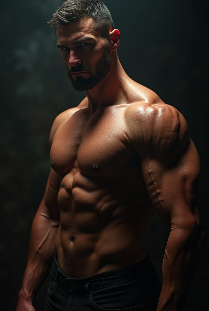 a nude man, detailed muscular anatomy, hyper realistic, dramatic lighting, cinematic composition, moody colors, chiaroscuro, photorealistic, 8k, high quality, intricate details, masterpiece, (best quality, 4k, 8k, highres, masterpiece:1.2), ultra-detailed, (realistic, photorealistic, photo-realistic:1.37), HDR, UHD, studio lighting, ultra-fine painting, sharp focus, physically-based rendering, extreme detail description, professional, vivid colors, bokeh