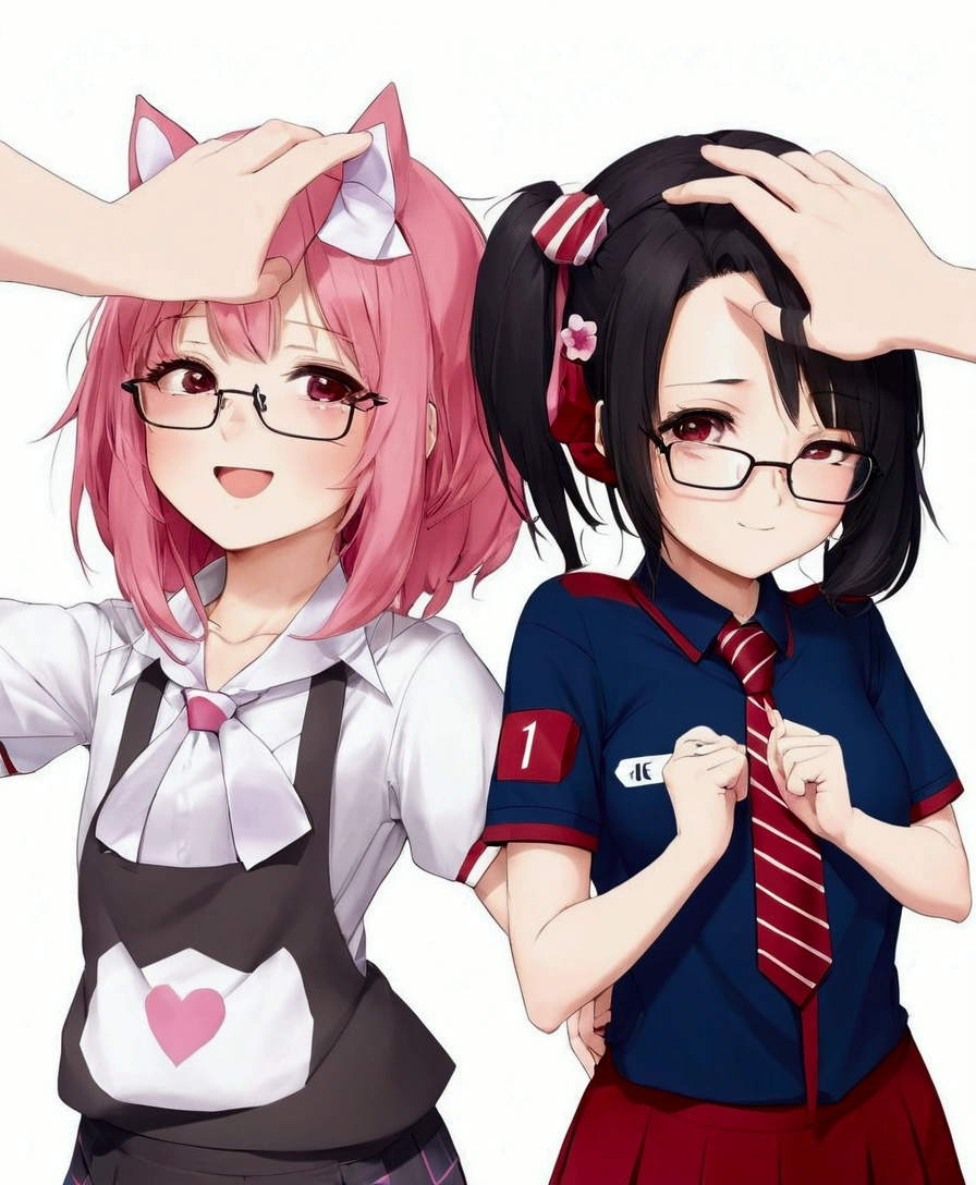 anime characters with glasses and a tie are posing for a picture, in anime style, in an anime style, 2 d anime style, nixeu and sakimichan, ig studios anime style, anime moe artstyle, reisen udongein inaba, shirabii, yuruyuri, cute anime style, sakimi chan, yandere