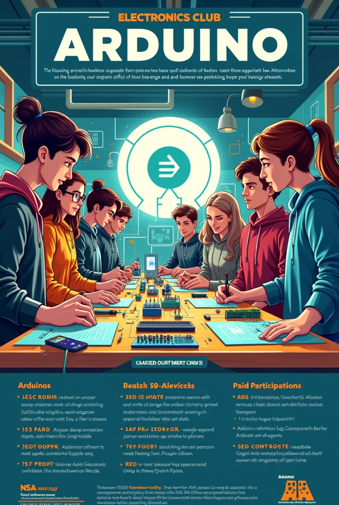 Create a poster for ELECTRONICS CLUB workshop on basics of Arduino which includes senior guidance, hand's on experience and the workshop was paid 