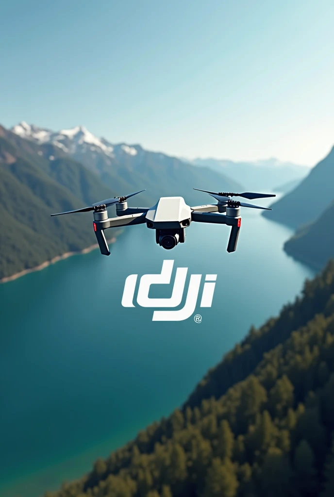 Create a logo with a dji drone in a beautiful landscape including lettering for Instagram