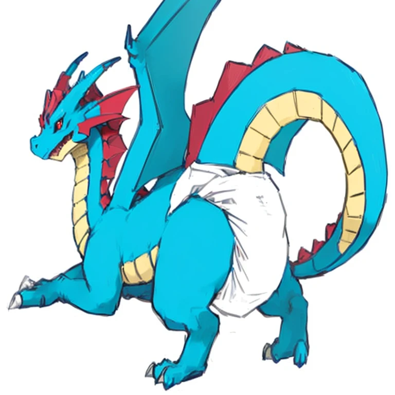 a blue and red dragon with a white tail and a red tail, blue dragon, similar to pokemon, a cute little blue dragon, pteranadon styling, fat dragon, charizard, illustration pokemon, dra the dragon, bulbapedia, for pokemon red and blue, a baddass dragon, charizard dog hybrid animal