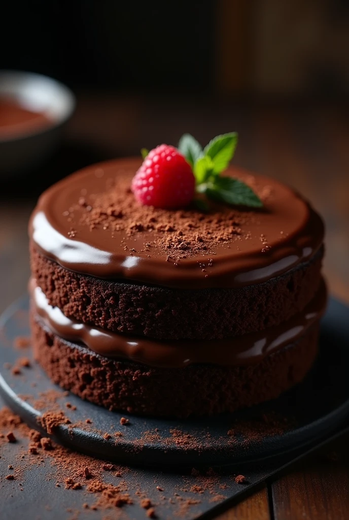 cinematic film still chocolate, chocolate cak