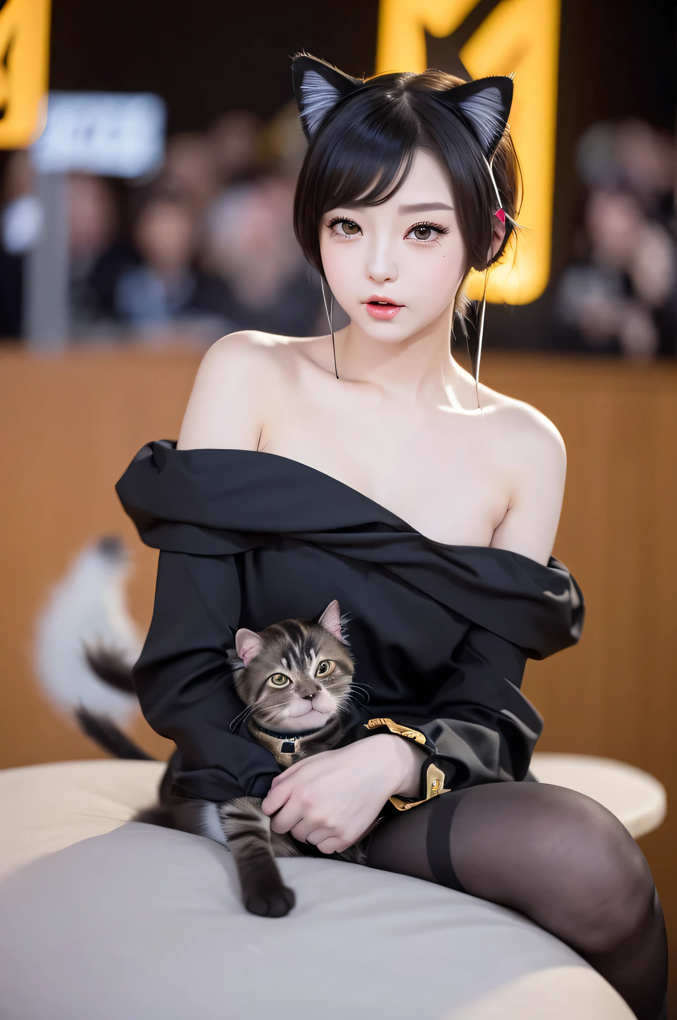 masterpiece, Bokeh, (Cat ear:1.4), Looking at the audience, pantyhose,(masterpiece, Highest quality, It captures a very cute moment, Depth of written boundary, Super detailed, Ultra-high resolution, C4D, Octadale, 3D Modeling,Realistic human photos、 8k, 16K, one person&#39;s,Middle school students, 、Small breasts,Black Hair,short hair,Straight Hair,Light brown eyes,Cute Face), Bloomers, Black tank top, zettai ryouiki, Wet clothes,Classroom Nights,Moonlight, Good elevator, Take off、Real-life skin、Not an anime、Realistic、