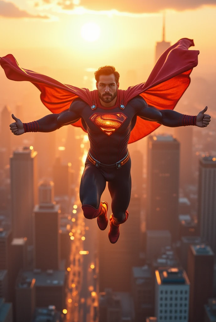 Create for me a hero with flying powers and a cape  