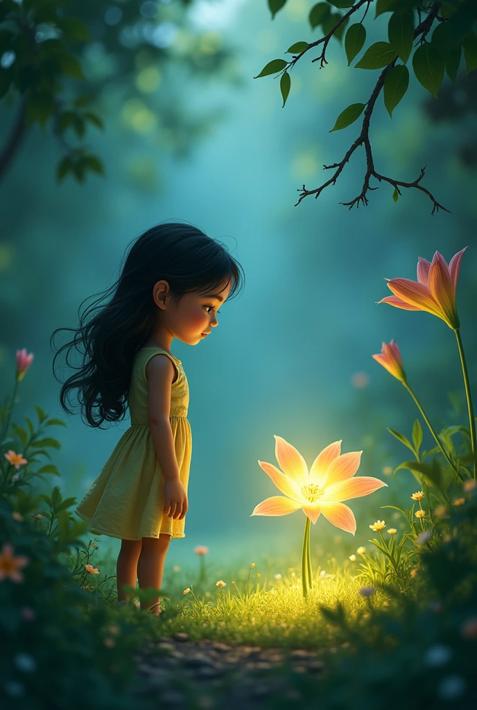 Ella, a living in a quiet village, finds a magical flower in the forest.