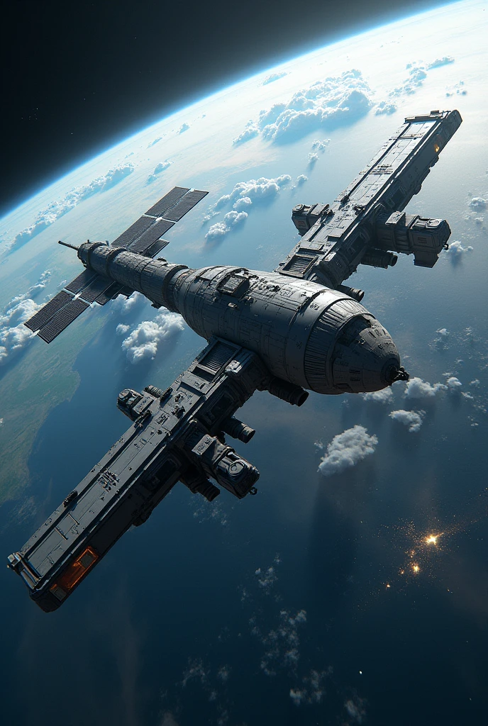 Space station in space with planet earth in background
