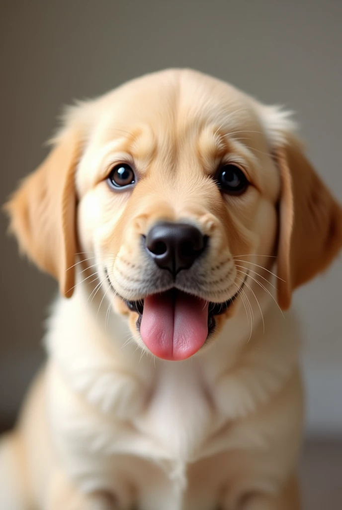 clouse up  cute dog sitting waiting for a treat, its a labrador puppy
