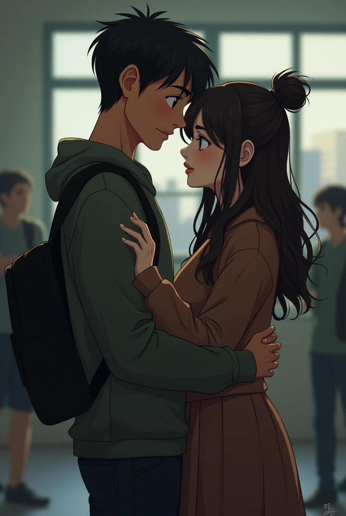 (couples )A man and  woman   And   are bullied at school the man is bullied at school and the woman is helping him 