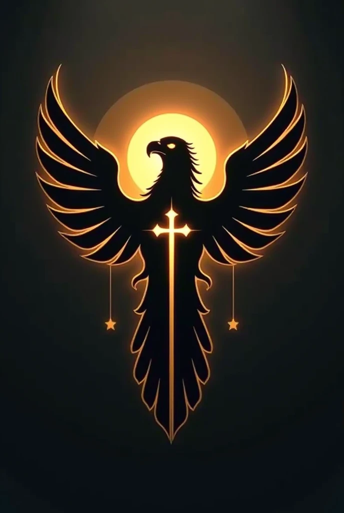 A logo combined with the silhouette of the eagle and the symbol of the Cross of Isis