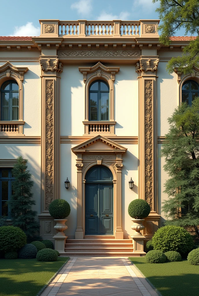 italian mansion style with a blank frame on the center