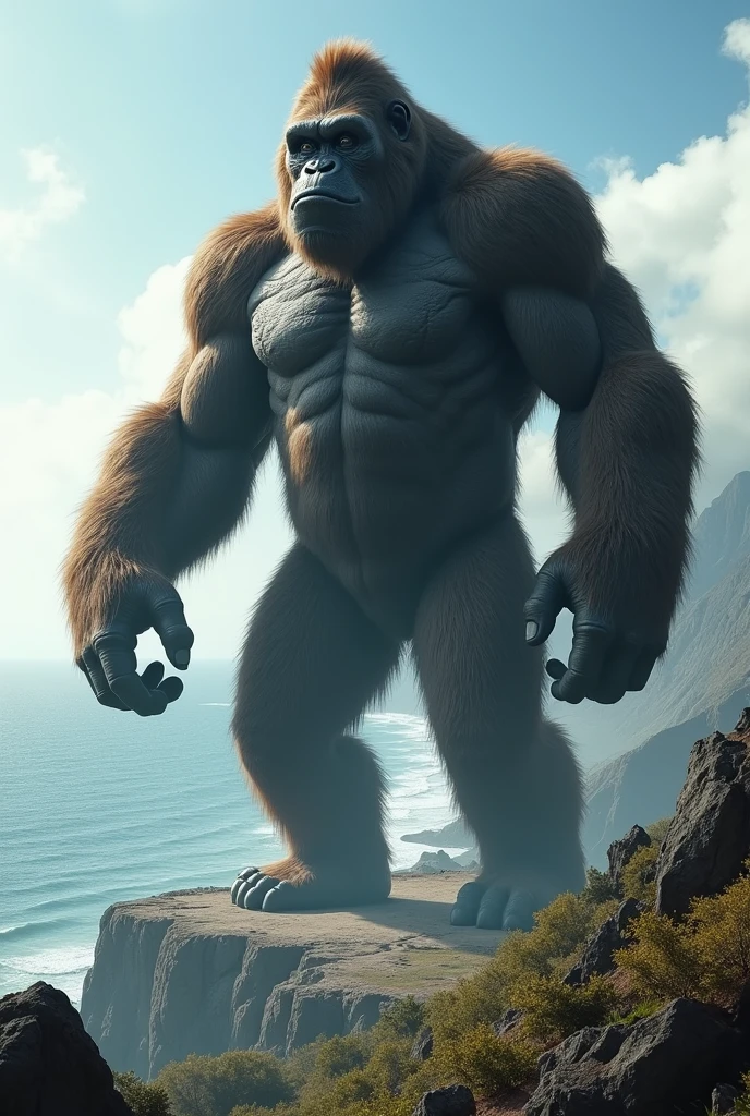 4-footed giant ape standing tall,20 meters above sea level