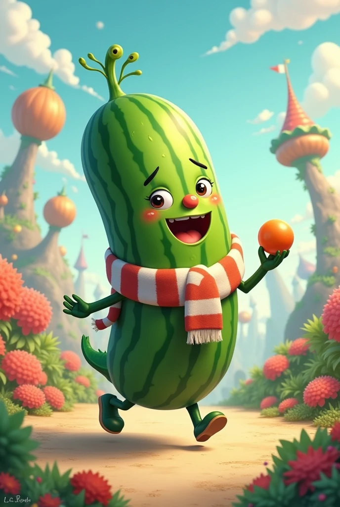 Korean Cucumber with Flu Playing Ball
