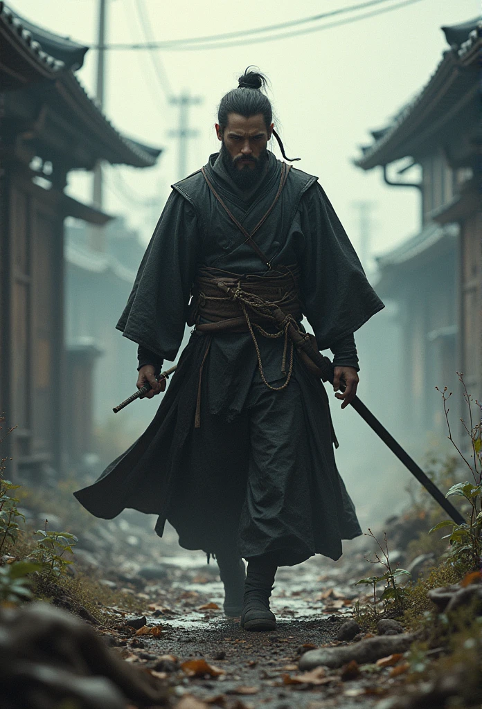 A virtuous Samurai, lost in time in a world of disorder; where principles, Values and good customs no longer exist and are no longer honors. sad and , Living According to His Moral Code, He continues his journey with his shoulders girded by a deep spiritual depression.