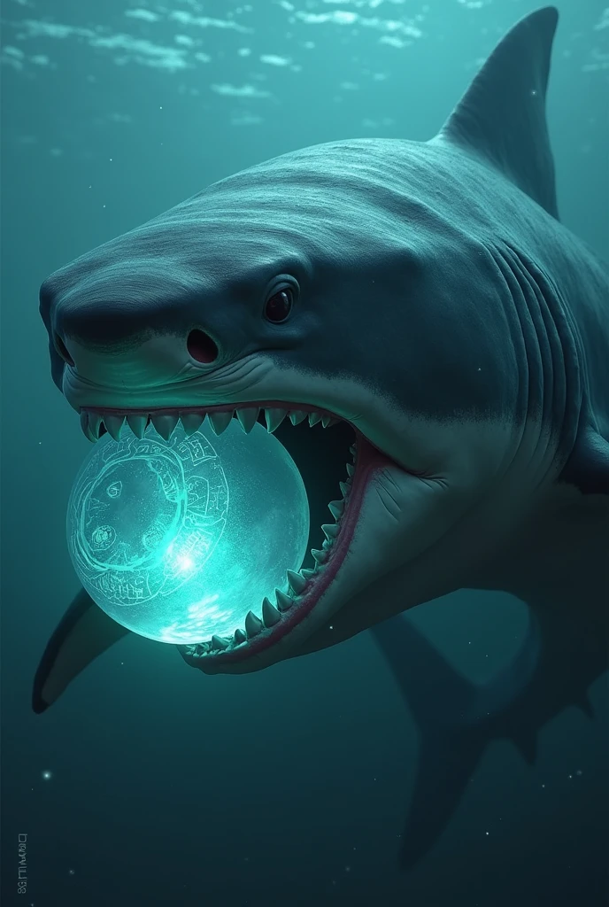 I want a shark holding a magno